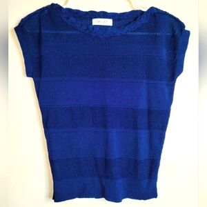 Style (Size S/M) Navy Blue Knit Short Sleeve Sweater Top